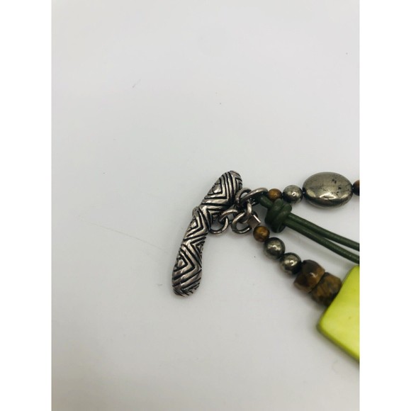 Silpada Sterling Silver Bracelet~Green Mother of Pearl ~Leather ~PyriteTiger Eye - Picture 4 of 12